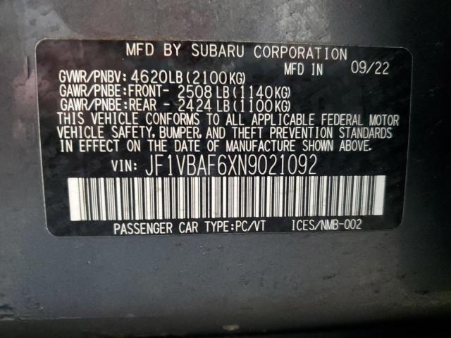 Photo 11 VIN: JF1VBAF6XN9021092 - SUBARU WRX 