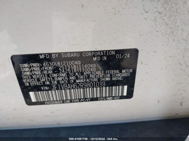 Photo 8 VIN: JF1VBAH62R9801039 - SUBARU WRX 