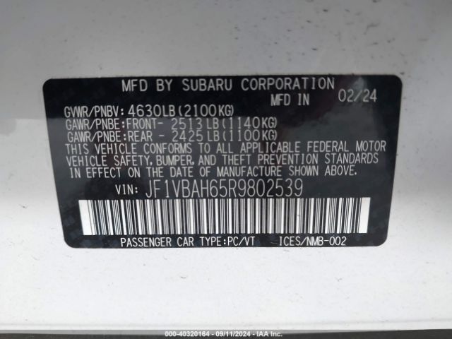 Photo 8 VIN: JF1VBAH65R9802539 - SUBARU WRX 