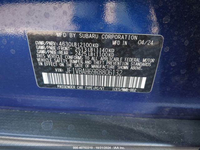 Photo 8 VIN: JF1VBAH69R8806132 - SUBARU WRX 