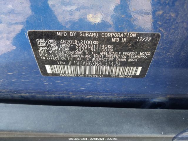 Photo 8 VIN: JF1VBAH6XN8031429 - SUBARU WRX 