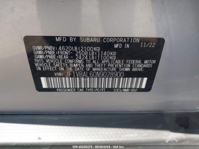 Photo 8 VIN: JF1VBAL60N9028900 - SUBARU WRX 