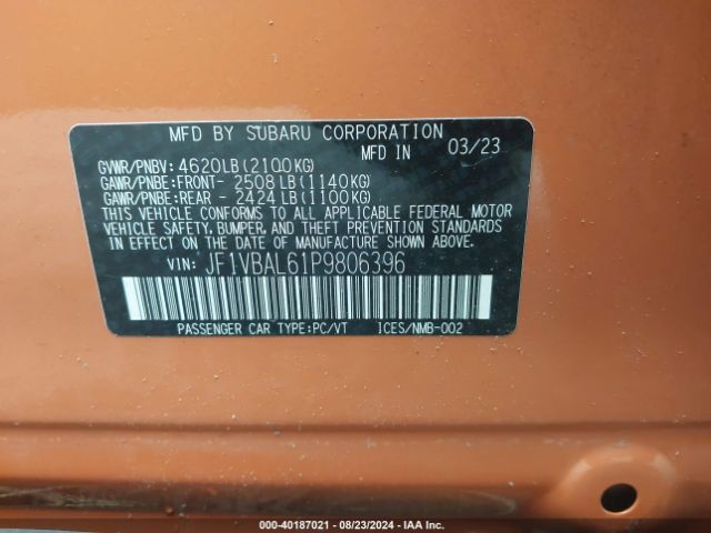 Photo 8 VIN: JF1VBAL61P9806396 - SUBARU WRX 