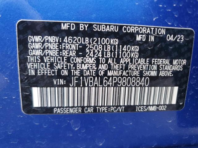 Photo 11 VIN: JF1VBAL64P9808840 - SUBARU WRX LIMITE 