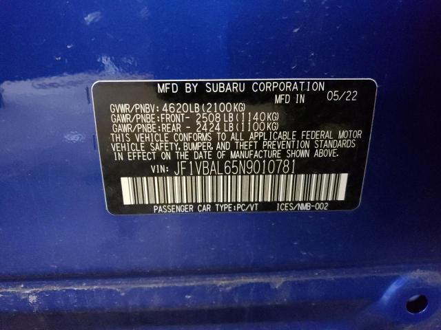 Photo 12 VIN: JF1VBAL65N9010781 - SUBARU WRX LIMITE 