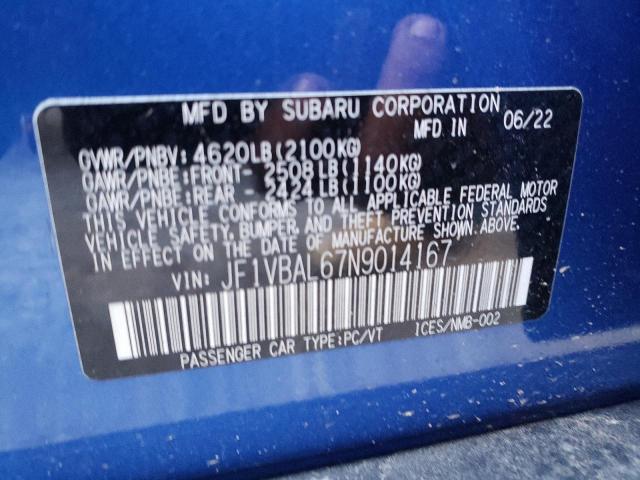 Photo 9 VIN: JF1VBAL67N9014167 - SUBARU WRX LIMITE 