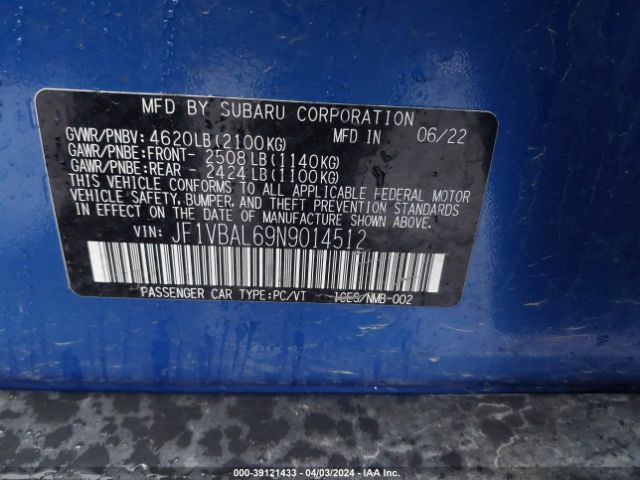 Photo 8 VIN: JF1VBAL69N9014512 - SUBARU WRX 