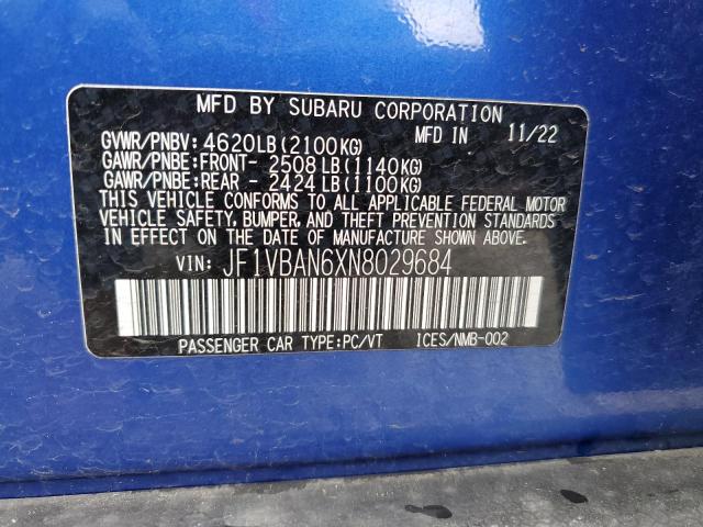 Photo 12 VIN: JF1VBAN6XN8029684 - SUBARU WRX 