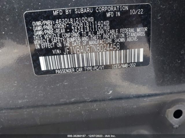 Photo 8 VIN: JF1VBAU67N8024458 - SUBARU WRX 