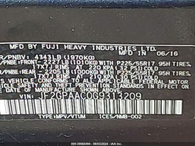 Photo 8 VIN: JF2GPAAC0G9313209 - SUBARU CROSSTREK 