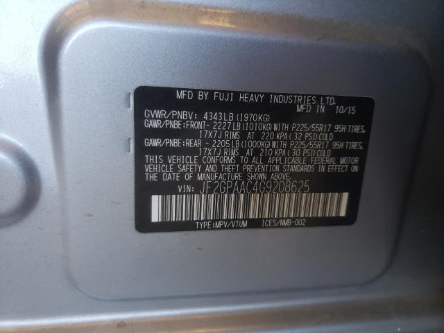 Photo 9 VIN: JF2GPAAC4G9208625 - SUBARU CROSSTREK 