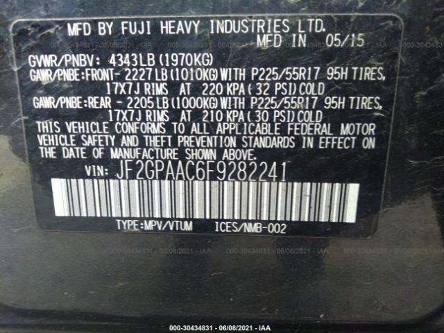 Photo 8 VIN: JF2GPAAC6F9282241 - SUBARU XV 