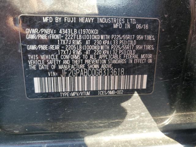 Photo 12 VIN: JF2GPABC0G8313618 - SUBARU CROSSTREK 