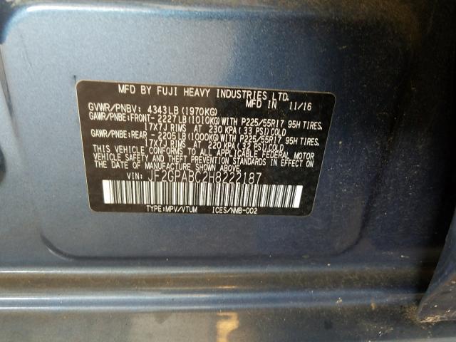 Photo 9 VIN: JF2GPABC2H8222187 - SUBARU CROSSTREK 