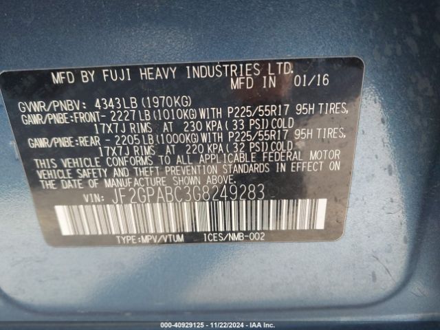 Photo 8 VIN: JF2GPABC3G8249283 - SUBARU CROSSTREK 