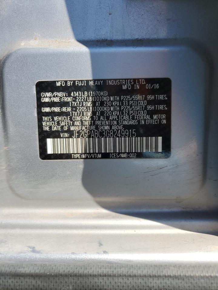 Photo 12 VIN: JF2GPABC3G8249915 - SUBARU CROSSTREK 