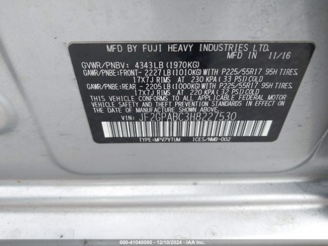 Photo 8 VIN: JF2GPABC3H8227530 - SUBARU CROSSTREK 