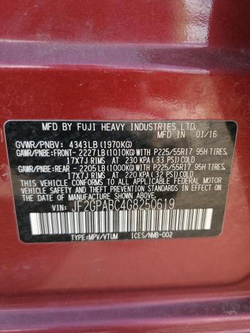 Photo 11 VIN: JF2GPABC4G8250619 - SUBARU CROSSTREK 