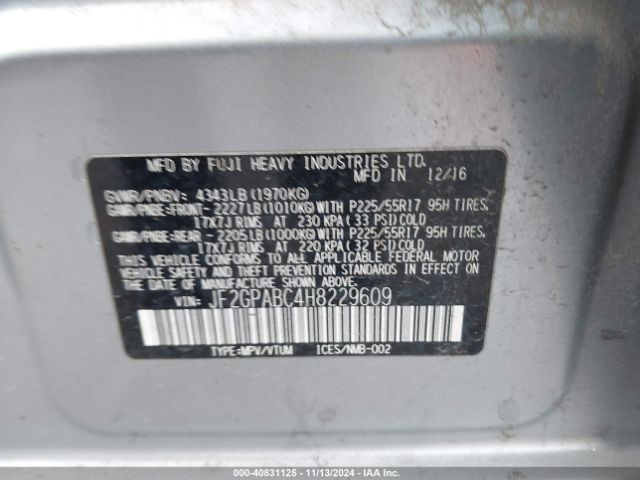 Photo 8 VIN: JF2GPABC4H8229609 - SUBARU CROSSTREK 