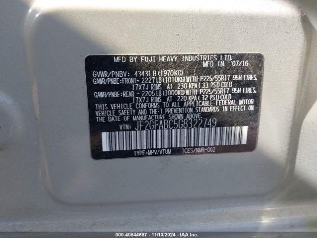 Photo 8 VIN: JF2GPABC5G8322749 - SUBARU CROSSTREK 