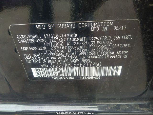 Photo 8 VIN: JF2GPABC5HH277250 - SUBARU CROSSTREK 