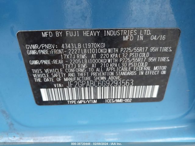 Photo 8 VIN: JF2GPABC6G9293563 - SUBARU CROSSTREK 