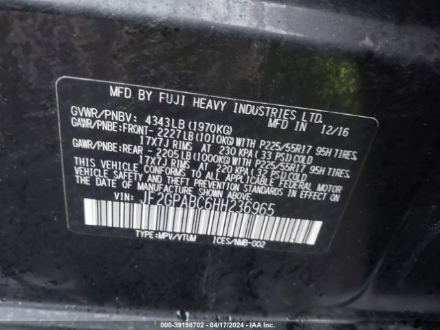 Photo 8 VIN: JF2GPABC6HH236965 - SUBARU CROSSTREK 