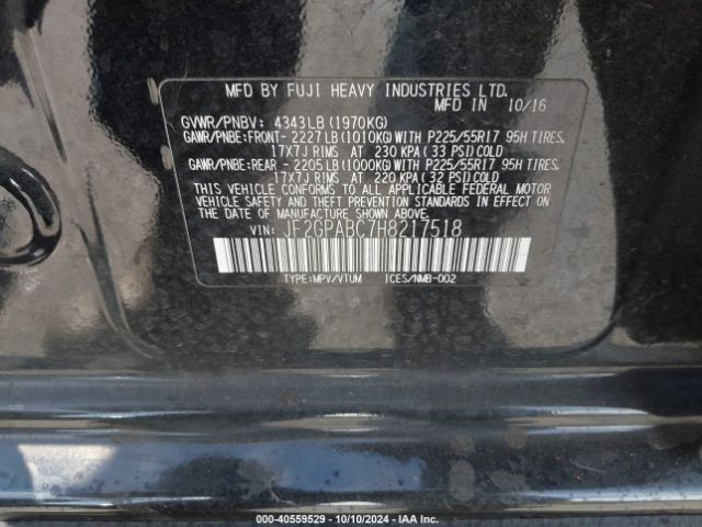 Photo 8 VIN: JF2GPABC7H8217518 - SUBARU CROSSTREK 