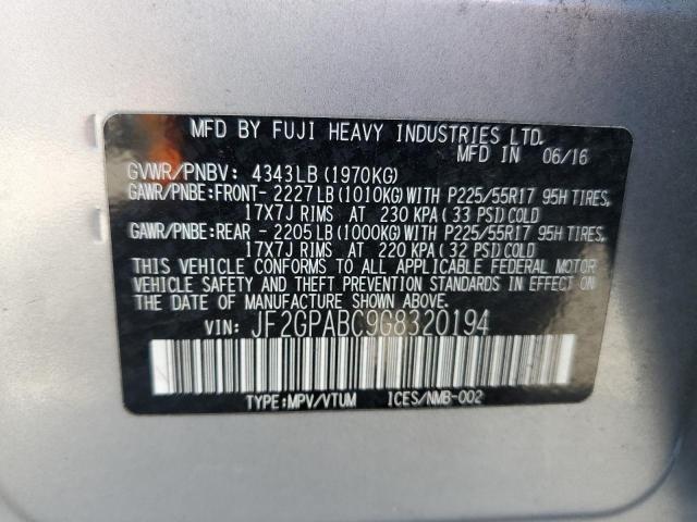 Photo 12 VIN: JF2GPABC9G8320194 - SUBARU CROSSTREK 