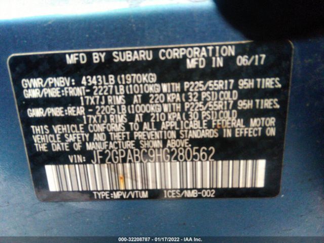 Photo 8 VIN: JF2GPABC9HG280562 - SUBARU CROSSTREK 