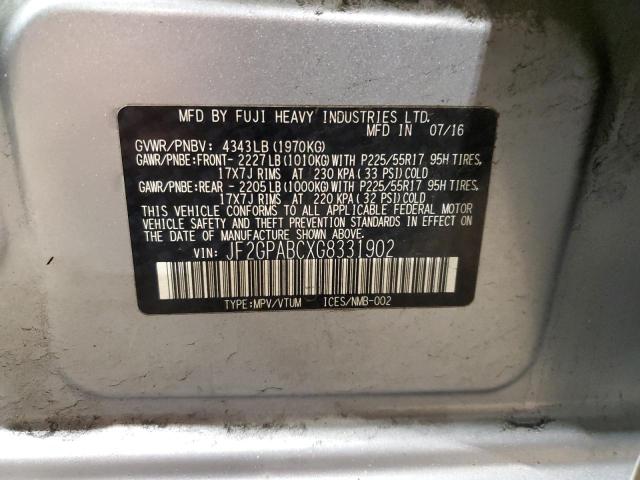 Photo 12 VIN: JF2GPABCXG8331902 - SUBARU CROSSTREK 