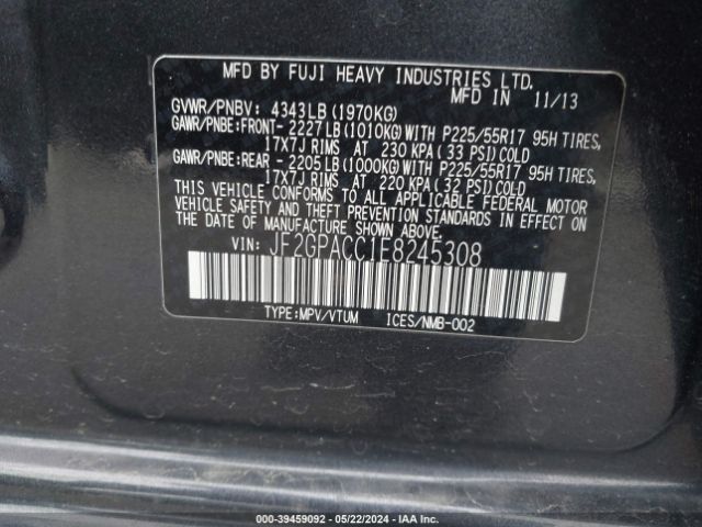 Photo 8 VIN: JF2GPACC1E8245308 - SUBARU XV CROSSTREK 