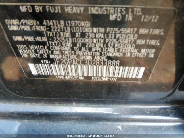 Photo 8 VIN: JF2GPACC3D2833888 - SUBARU XV CROSSTREK 