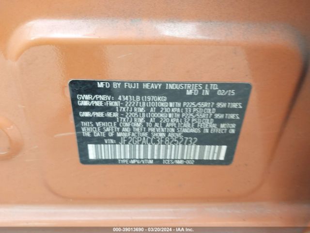 Photo 8 VIN: JF2GPACC3F8252732 - SUBARU XV CROSSTREK 