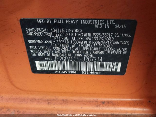 Photo 8 VIN: JF2GPACC5F8267314 - SUBARU XV CROSSTREK 