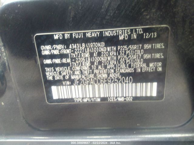 Photo 8 VIN: JF2GPACC6E9252040 - SUBARU XV CROSSTREK 