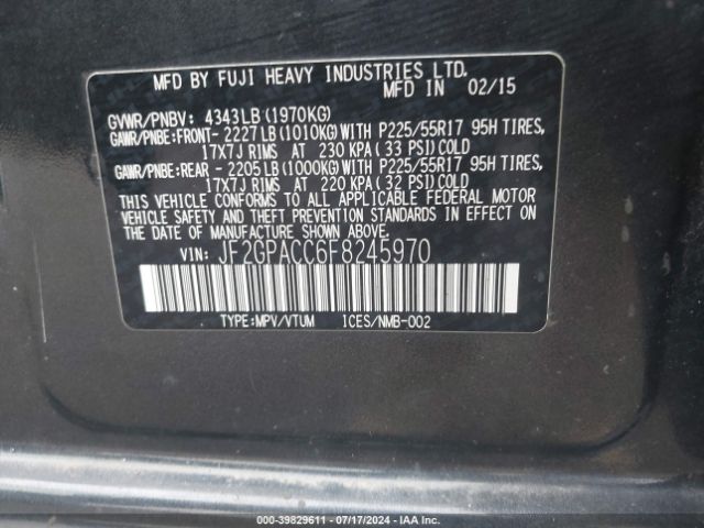 Photo 8 VIN: JF2GPACC6F8245970 - SUBARU XV CROSSTREK 