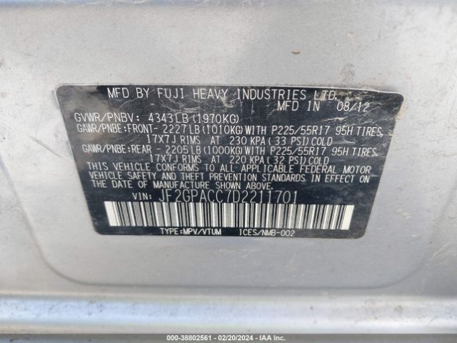 Photo 8 VIN: JF2GPACC7D2211701 - SUBARU XV CROSSTREK 