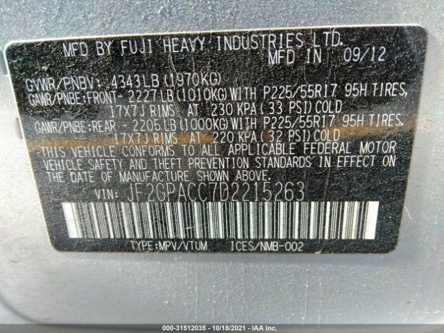 Photo 8 VIN: JF2GPACC7D2215263 - SUBARU XV CROSSTREK 