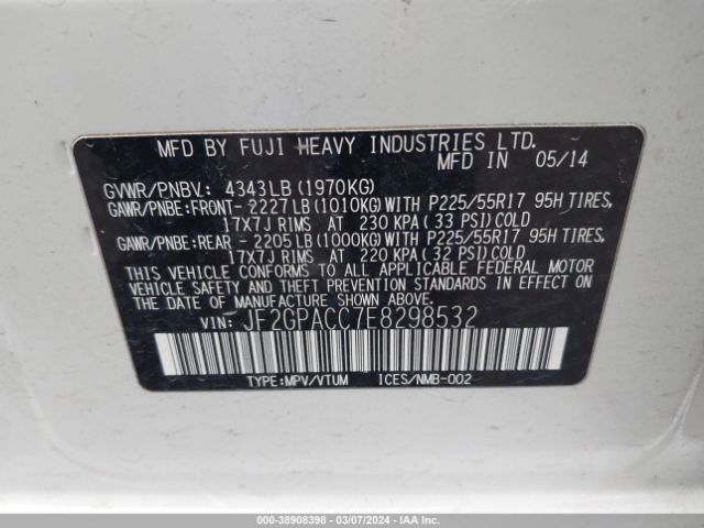 Photo 8 VIN: JF2GPACC7E8298532 - SUBARU XV CROSSTREK 