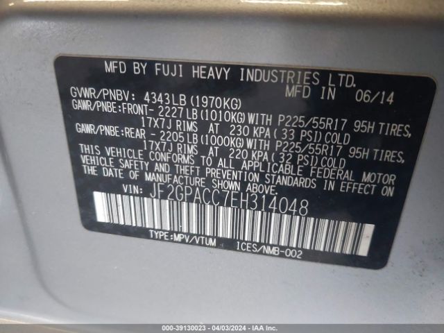 Photo 8 VIN: JF2GPACC7EH314048 - SUBARU XV CROSSTREK 