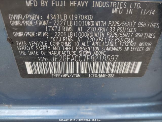 Photo 8 VIN: JF2GPACC7F8218597 - SUBARU XV CROSSTREK 