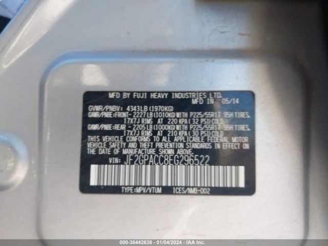 Photo 8 VIN: JF2GPACC8EG296522 - SUBARU XV CROSSTREK 