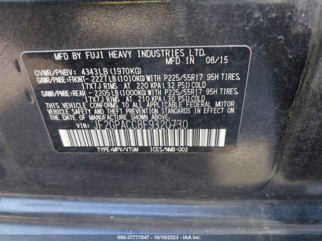 Photo 8 VIN: JF2GPACC8F9320730 - SUBARU XV CROSSTREK 