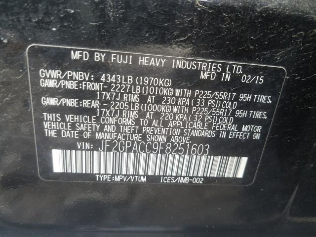 Photo 9 VIN: JF2GPACC9F8251603 - SUBARU XV CROSSTR 