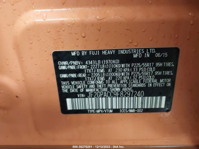 Photo 8 VIN: JF2GPACC9F8297240 - SUBARU XV CROSSTREK 