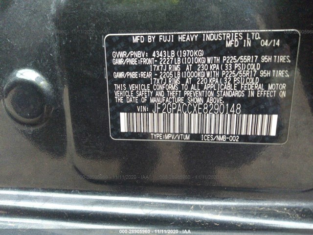 Photo 8 VIN: JF2GPACCXE8290148 - SUBARU XV CROSSTREK 