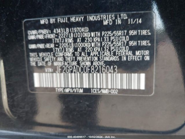 Photo 8 VIN: JF2GPADC0F8216043 - SUBARU XV CROSSTREK 