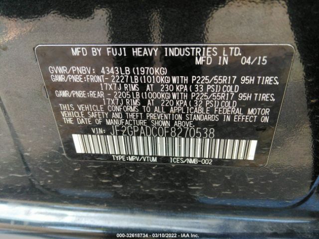 Photo 8 VIN: JF2GPADC0F8270538 - SUBARU XV CROSSTREK 