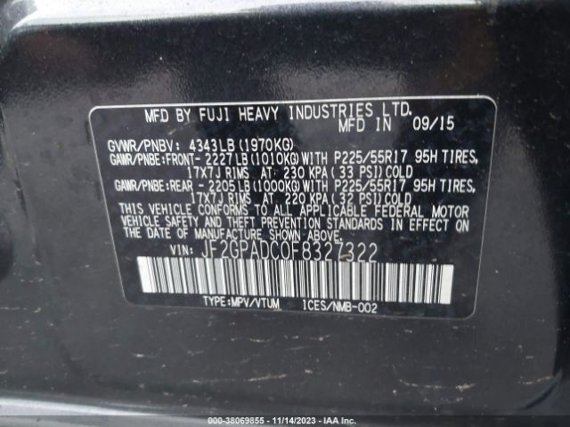 Photo 8 VIN: JF2GPADC0F8327322 - SUBARU XV CROSSTREK 